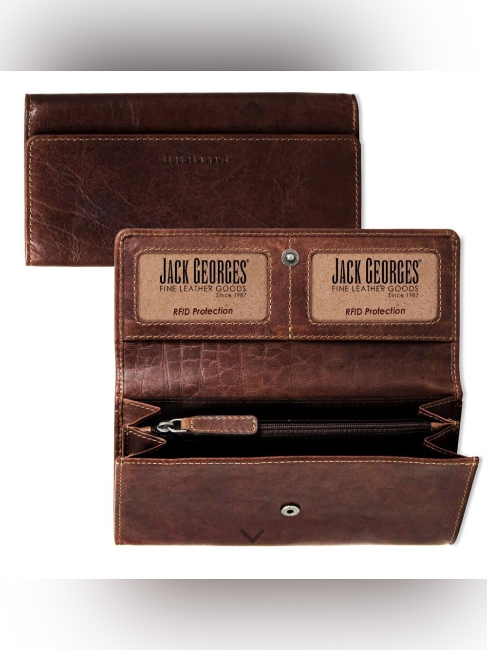Jack Georges Clutch Wallet, brown, full grain buffalo leather
